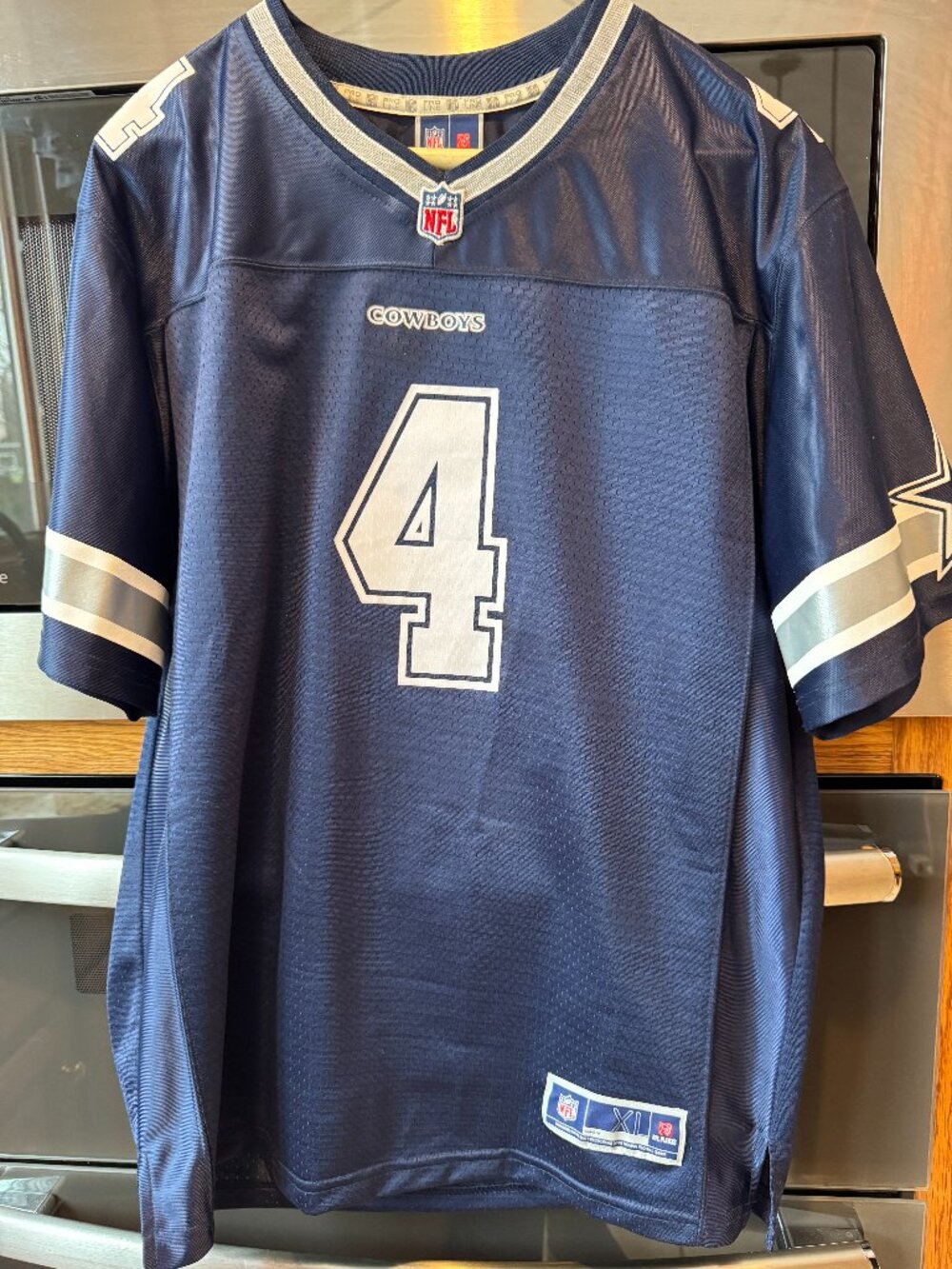 NFL Cowboys Prescott Shirt Sleeve Pullover Shirt Blue & White Youth XL